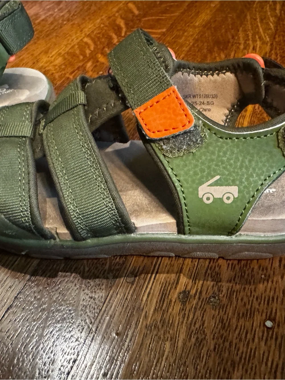 See Kai Run Olive Green & Orange Accent Kids Sandals